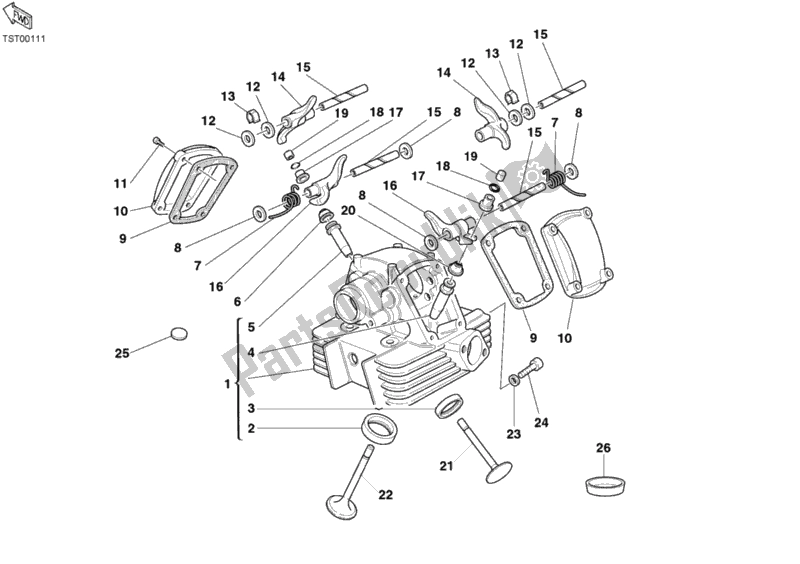 Tutte le parti per il Testata Verticale del Ducati Supersport 800 SS USA 2006